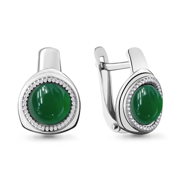 Серьги из серебра с агатами и фианитами