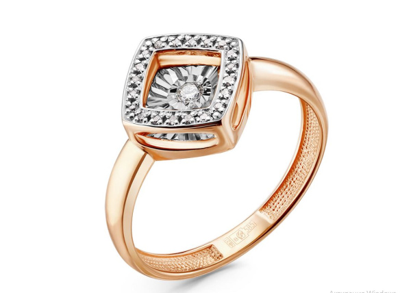 Кольцо из красного золота с танцующим бриллиантом