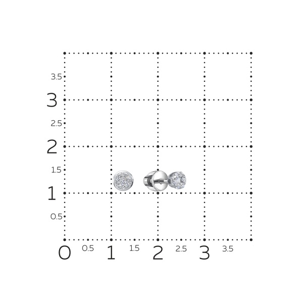 Серьги пусеты из белого золота с бриллиантами