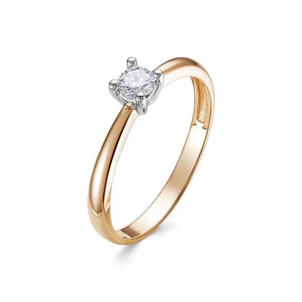 Кольцо из красного золота с бриллиантом