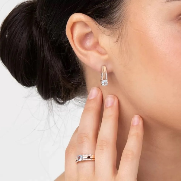 Кольцо из красного золота с аметистом и фианитами