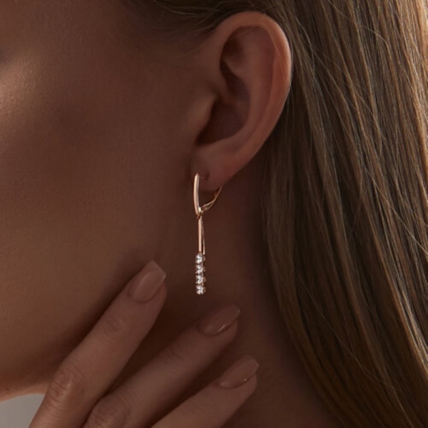 Серьги из красного золота с фианитами