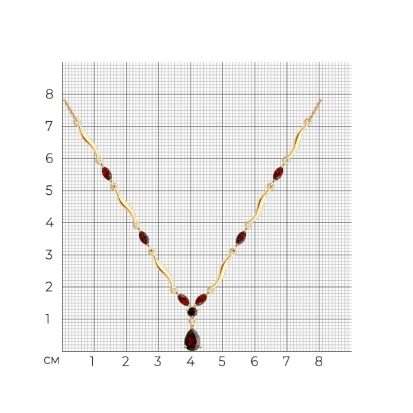 Колье из красного золота с гранатами