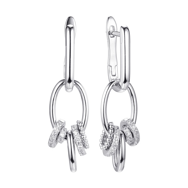 Серьги из серебра с фианитами