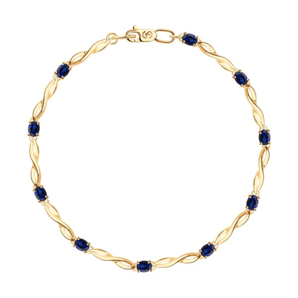 Браслет из красного золота с корундами