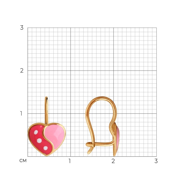 Серьги из красного золота 585 пробы с эмалью