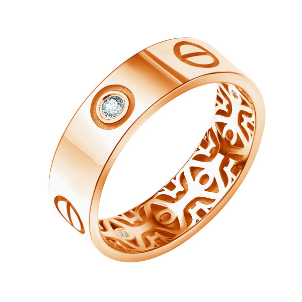 Кольцо из красного золота с бриллиантами