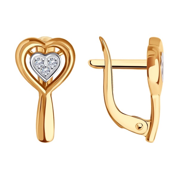 Серьги из красного золота с фианитами