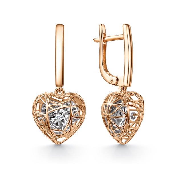 Серьги из красного золота с танцующими бриллиантами