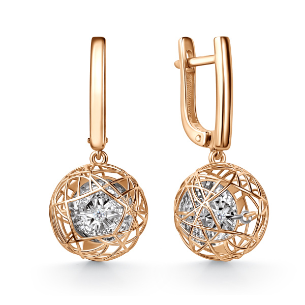 Серьги из красного золота с танцующими бриллиантами