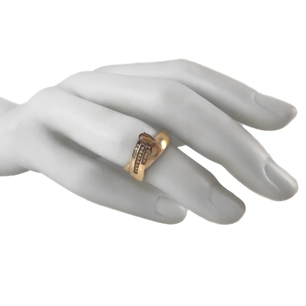 Подвеска из красного золота 585 пробы с раухтопазом и фианитами