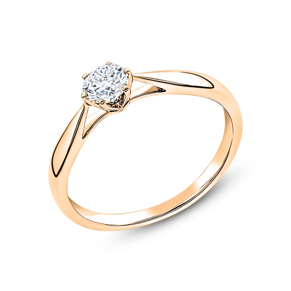 Кольцо из красного золота с бриллиантом