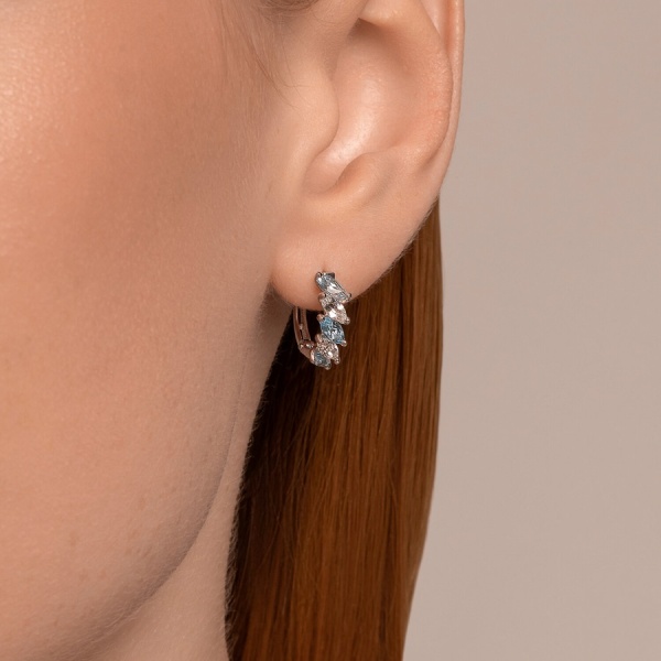 Серьги конго из белого золота с топазами