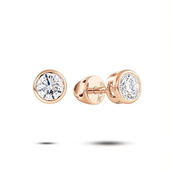 Серьги пусеты из красного золота с бриллиантами