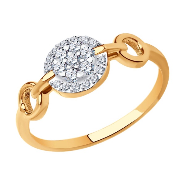 Кольцо из красного золота с фианитами