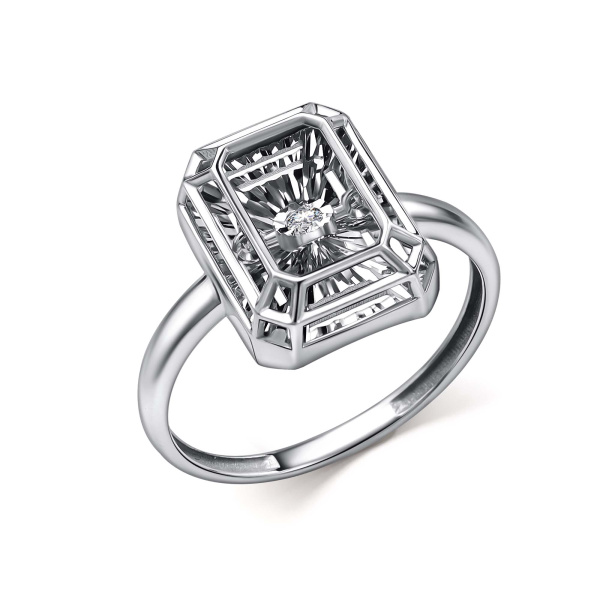 Кольцо из белого золота с танцующим бриллиантом