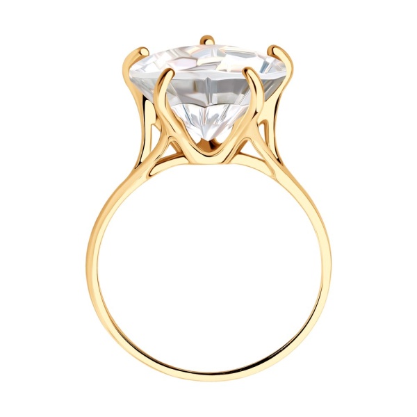 Кольцо из красного золота с горным хрусталём