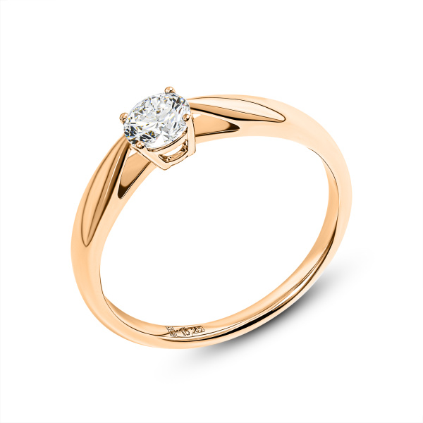 Кольцо из красного золота с бриллиантом