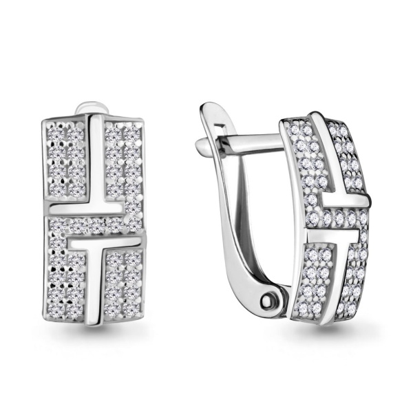 Серьги из серебра с фианитами