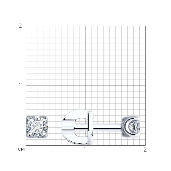 Серьги пусеты из белого золота с бриллиантами