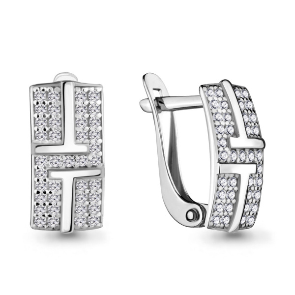 Серьги из серебра с фианитами