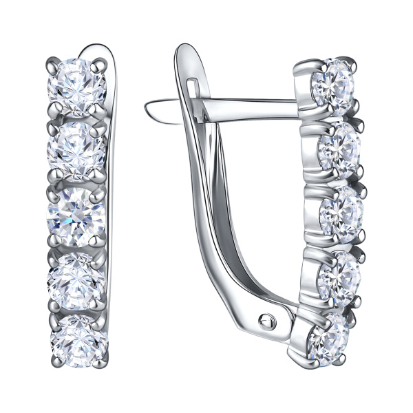 Серьги из серебра с фианитами