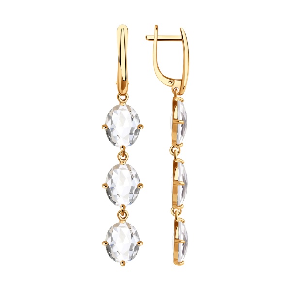 Серьги из красного золота с горным хрусталём