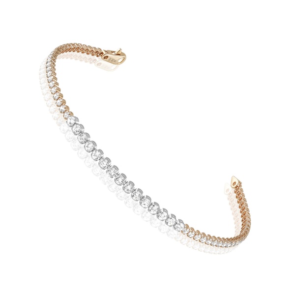 Браслет из красного золота с фианитами