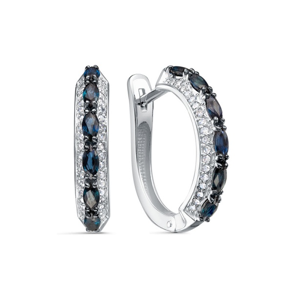 Серьги из белого золота с сапфирами и бриллиантами