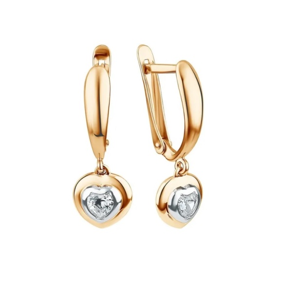 Серьги из красного золота с фианитами