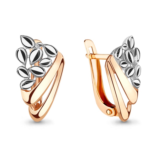 Серьги из комбинированного золота