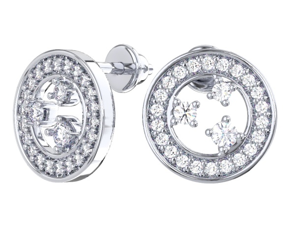 Серьги пусеты из серебра с фианитами