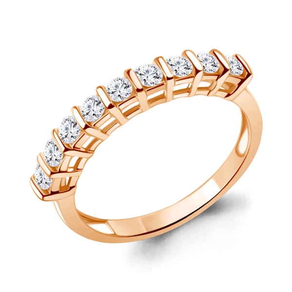 Кольцо из красного золота с фианитами