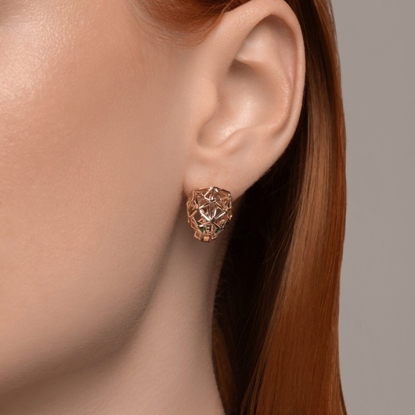 Серьги из красного золота с фианитами и эмалью