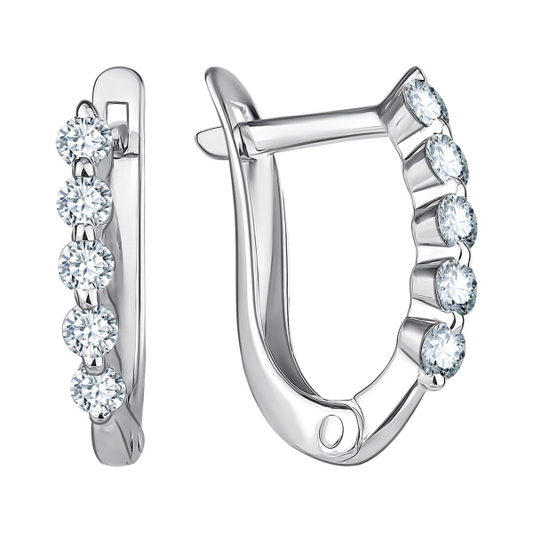 Серьги из серебра с фианитами