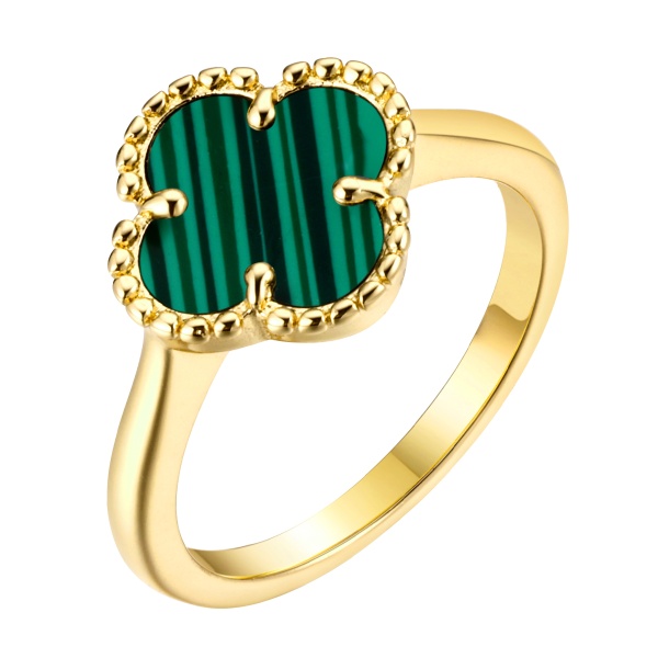 Кольцо из серебра с искусственным малахитом