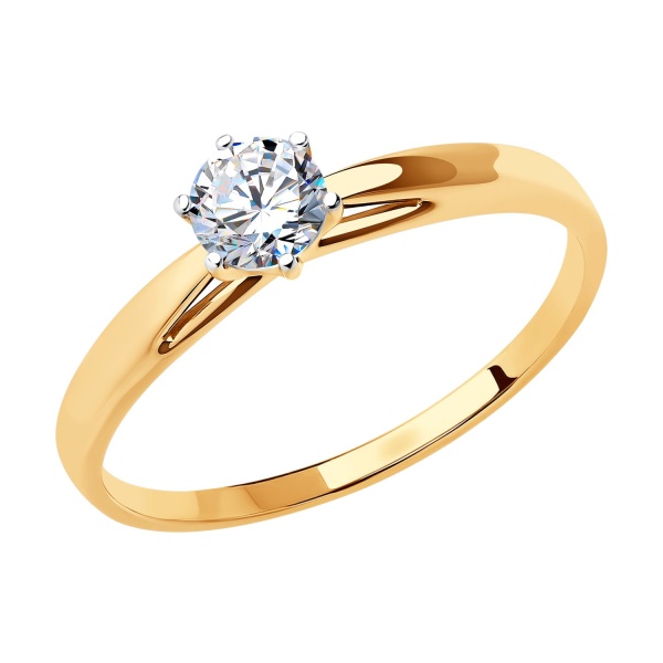 Кольцо из красного золота с фианитом