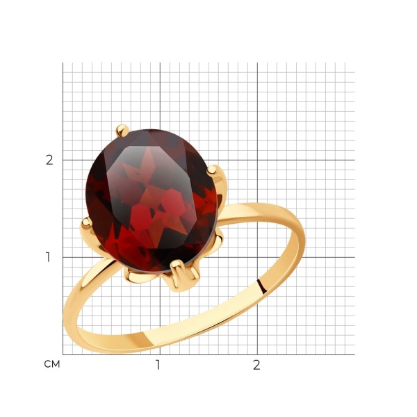 Кольцо из красного золота с гранатом