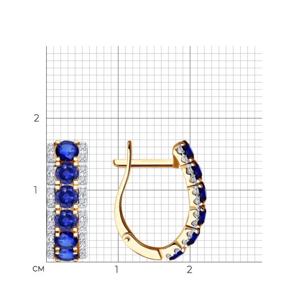 Серьги из золота с бриллиантами и сапфирами