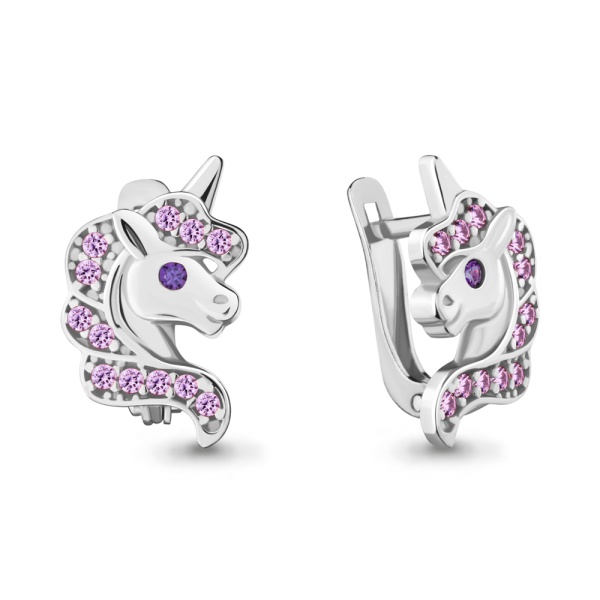 Серьги из серебра с фианитами