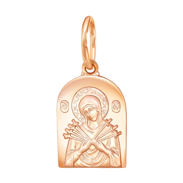 Иконка из красного золота «Семистрельная Икона Божьей Матери»