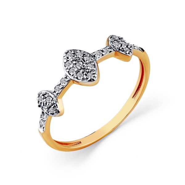 Кольцо из красного золота с фианитами