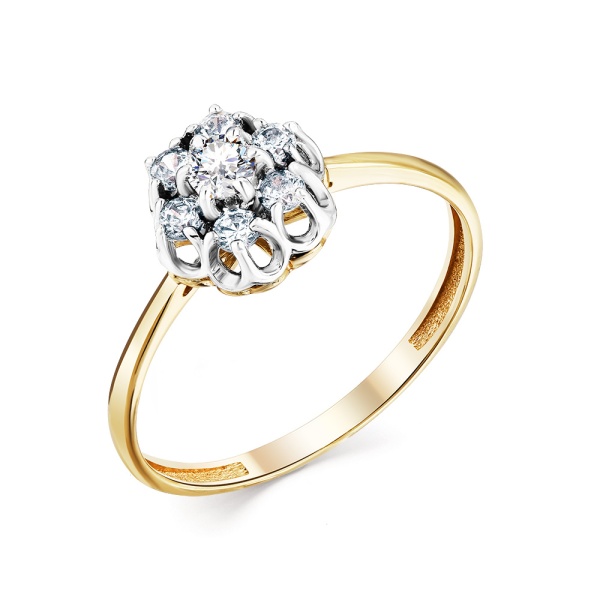 Кольцо из комбинированного золота с фианитами