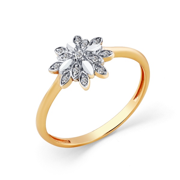 Кольцо из красного золота с фианитами