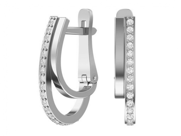 Серьги из серебра с фианитами