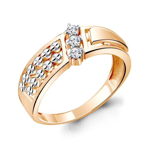 Кольцо из красного золота с фианитами