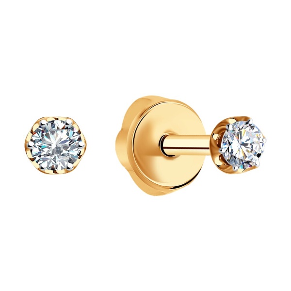 Серьги-пусеты из золота с бриллиантами