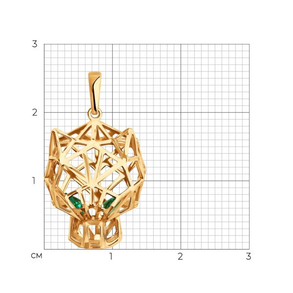 Подвеска из красного золота с фианитами и эмалью