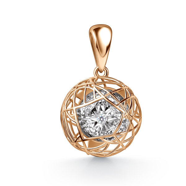 Подвеска из красного золота с танцующим бриллиантом