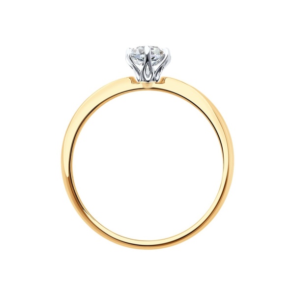 Кольцо из красного золота с выращенным бриллиантом